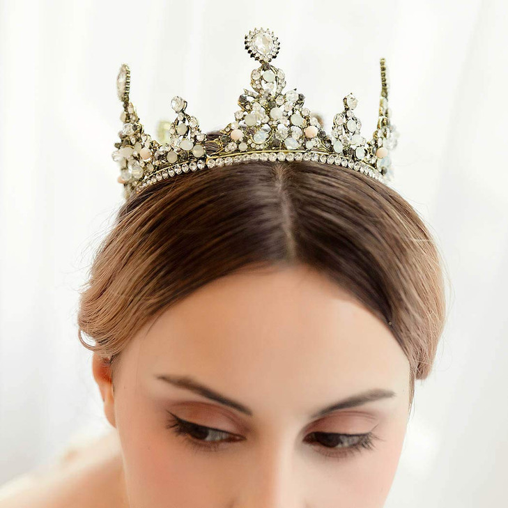 Fdesigner Baroque Crown Gold Wedding Bride Tiaras Crystal Decorative Hair Jewelry Vintage Hair Accessories Prom Headpiec