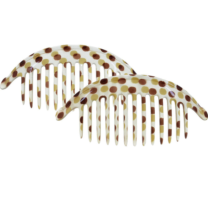 Camila Paris CP12482 French Hair Side Combs Dots Interlocking Combs French Twist Hair Combs Strong Hold Hair Clips for W