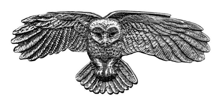 Owl Hair Clip Hand Crafted Metal Barrette Made in the USA with a Medium 70mm Clip By Oberon Design