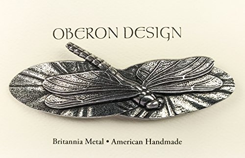 Dragonfly Hair Clip Hand Crafted Metal Barrette Made in the USA with a Large 80mm Clip by Oberon Design
