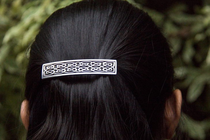 Small Celtic Hair Clip Hand Crafted Metal Barrette Made in the USA with a Medium 70mm Clip by Oberon Design