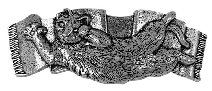 Playful Cat Hair Clip Hand Crafted Metal Barrette Made in the USA with a Medium 70mm Clip by Oberon Design