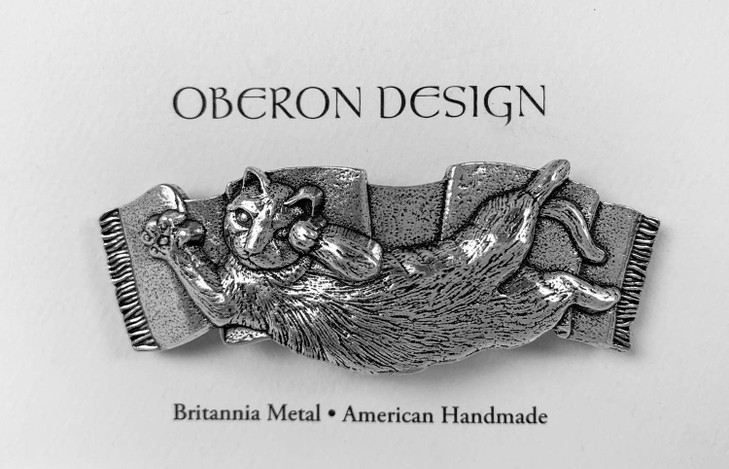 Playful Cat Hair Clip Hand Crafted Metal Barrette Made in the USA with a Medium 70mm Clip by Oberon Design