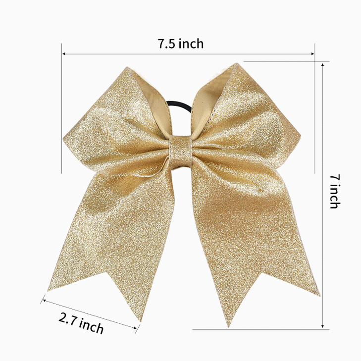 DEEKA 12 PCS 7 Large Glitter Cheer Bows Shiny Cheer Hair Bows Ponytail Holder Handmade for Cheerleader Girls Softball Sp