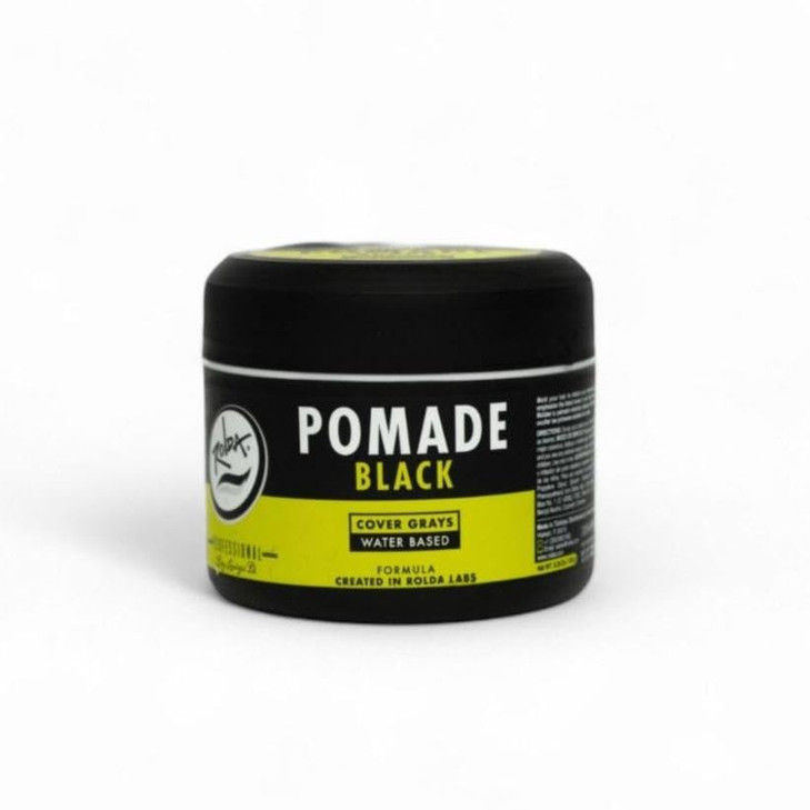 Rolda Black Pomade Medium Hold With Radiant Shine Grey Hair Coverage WaterBased AllDay FlakeFree Formula