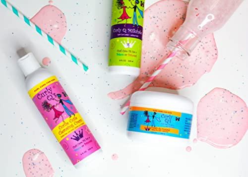 Curls Curly Qs Custard Care For Kids Medium Styling Cream For Children Dry Thick and Textured Hair 8 Fl Oz Jar