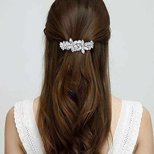 EVER FAITH Wedding SilverTone 4 Daisy Flower Hair Clip Barrette Austrian Crystal Clear