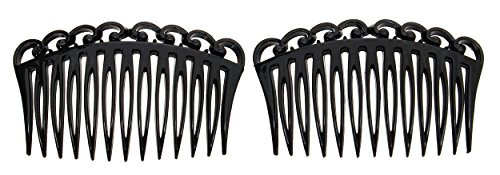 France Luxe Small Filigree Comb Pair Black