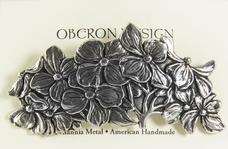 Dogwood Hair Clip Hand Crafted Metal Barrette Made in the USA with a Large 80mm Clip by Oberon Design