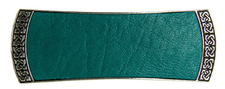 Celtic Leather Hair Clip Hand Crafted Metal and Leather Barrette Made in the USA with a Medium 70mm Clip by Oberon Desig