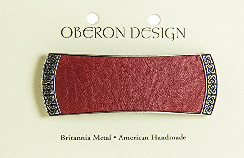 Celtic Leather Hair Clip Hand Crafted Metal and Leather Barrette Made in the USA with a Medium 70mm Imported French Clip
