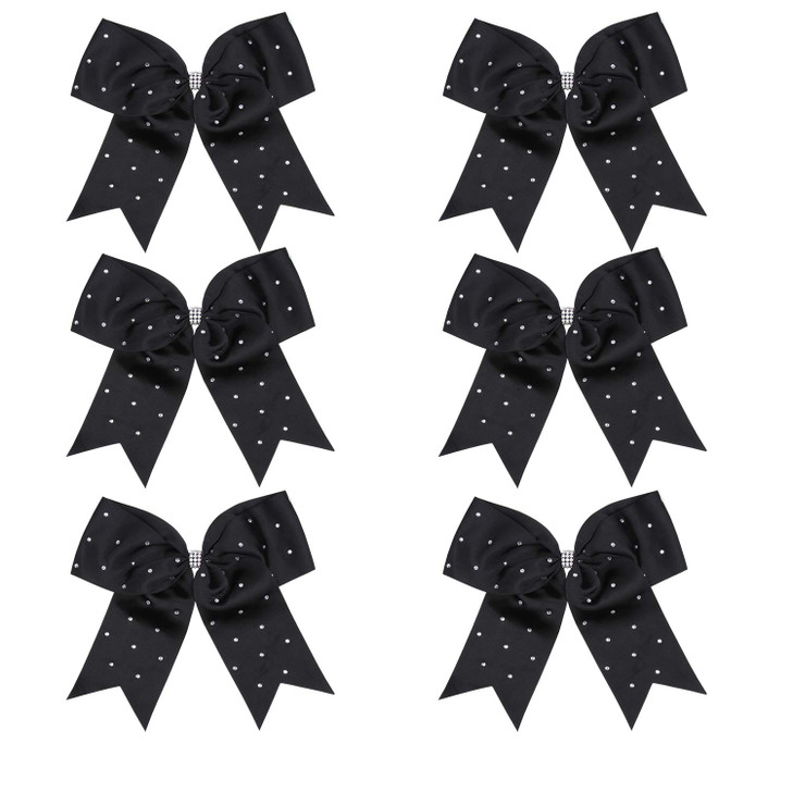 8 Inch Jumbo Cheerleader Bows with Bling Fling Rhinestones Ponytail Holder Cheerleading Bows Hair Tie College Rainbow