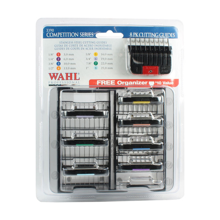 WAHL Stainless Steel Comb Attachments Set of 8 ColorCoded Tabs for Standard Max 45 Durable Plastic Clipper Guide Combs 3