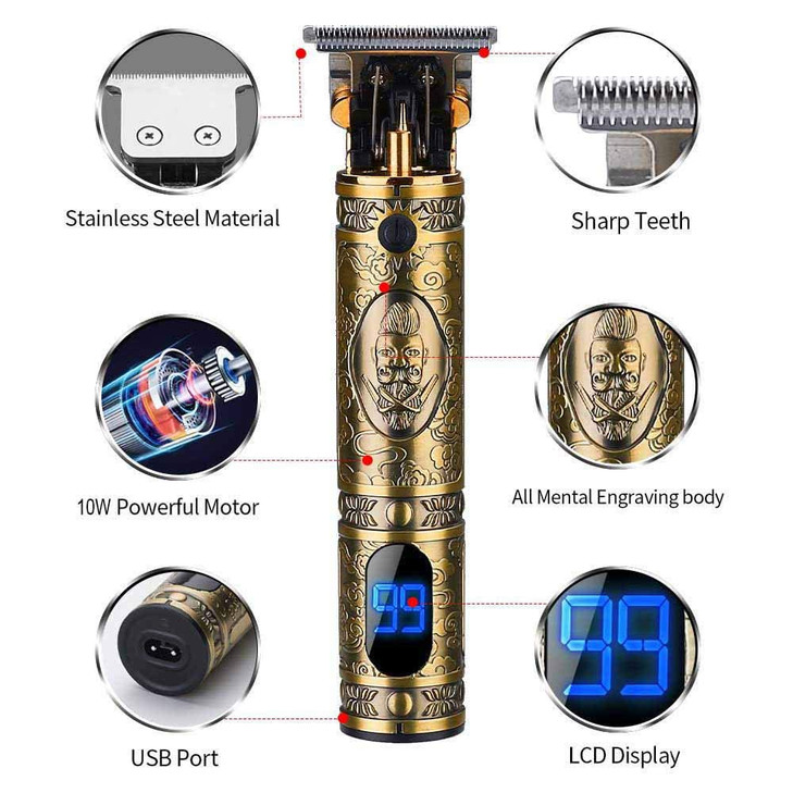 Suttik Hair Clippers for Men Professional Hair Beard Trimmer for Men Mustache Trimmer TBlade Hair Liner Edgers Gold Knig