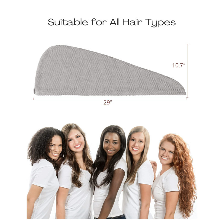 ROLSHOL Extra Large 4 Pack Microfiber Hair Towel Wrap for Women Super Absorbent Quick Dry Hair Drying Towels with Button