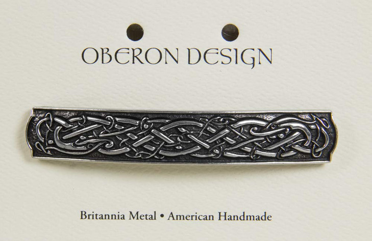 Celtic Bar Hair Clip Hand Crafted Metal Barrette Made in the USA with a Large 80mm Clip by Oberon Design