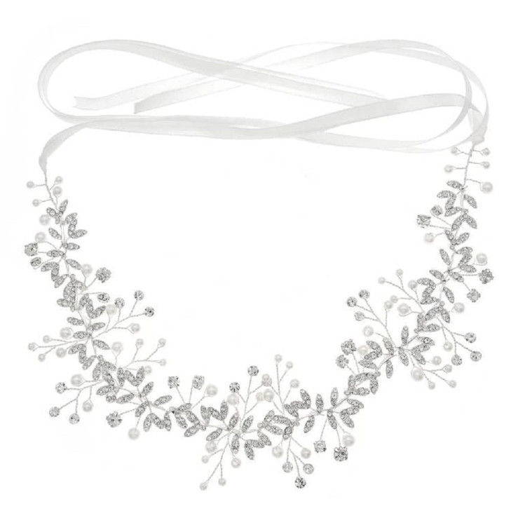 Hapibuy Wedding headpiece Crystal Forehead Band Bridal Hair Vine For Bride and Bridemaid Silver Color