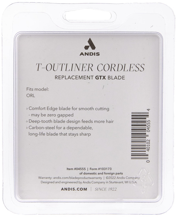 Andis 04555 Cordless TOutliner Lithium Ion Replacement Deep Tooth GTX Blade Carbon Steel