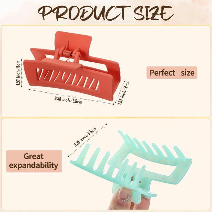 Tigeen 34 Pcs Hair Clips Square Claw Clips for Women Girls 33 Medium Non Slip Rectangular Matte Claws Accessories Jumbo