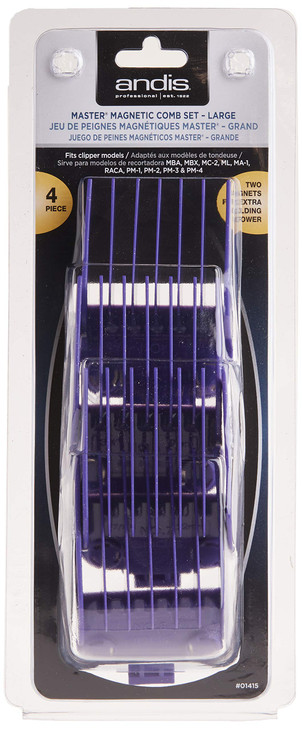 Andis 01415 Master Dual Magnet Large Comb Set Crafted with HighGrade Metal Contains 4 Different Size Combs Providing a C
