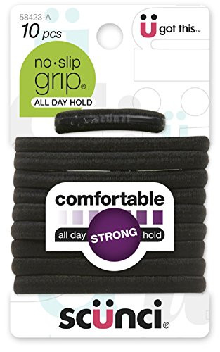 Scunci Large No Slip Elastics, Black, 10 Count (Pack of 1) online at globaldelivered