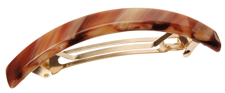 France Luxe Narrow Rectangle Volume Barrette Caramel Horn