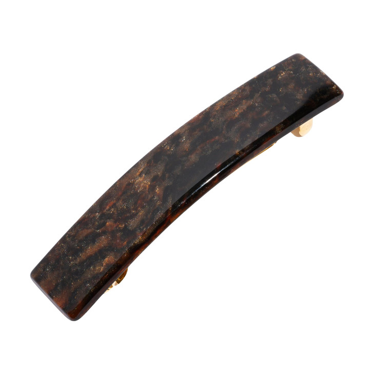 France Luxe Brown Hair Barrette for Thin Hair Classic Rectangle French Barrette for Women Lightweight and Comfortable St