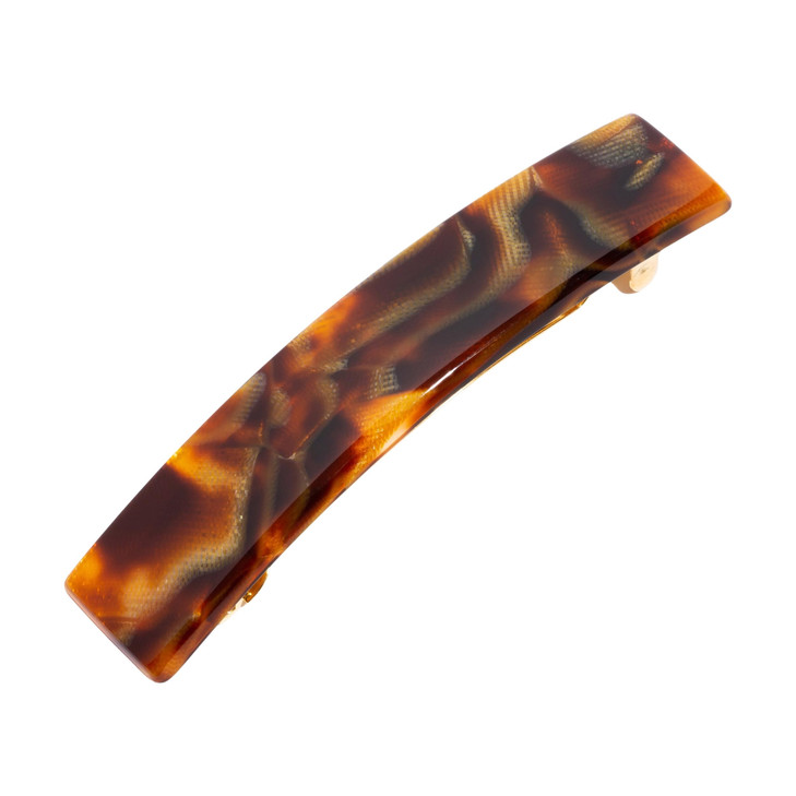 France Luxe Brown Hair Barrette for Thin Hair Classic Rectangle French Barrette for Women Lightweight and Comfortable St