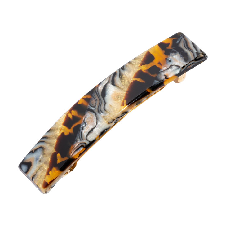 France Luxe Earthy Stone Hair Barrette for Thin Hair Classic Rectangle French Barrette for Women Lightweight and Comfort