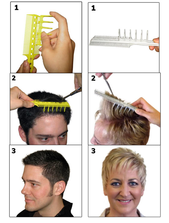 CombPal Scissor Clipper Over Comb Hair Cutting Tool DIY Home Hair Cutting Guide Comb Set Classic Set Yellow