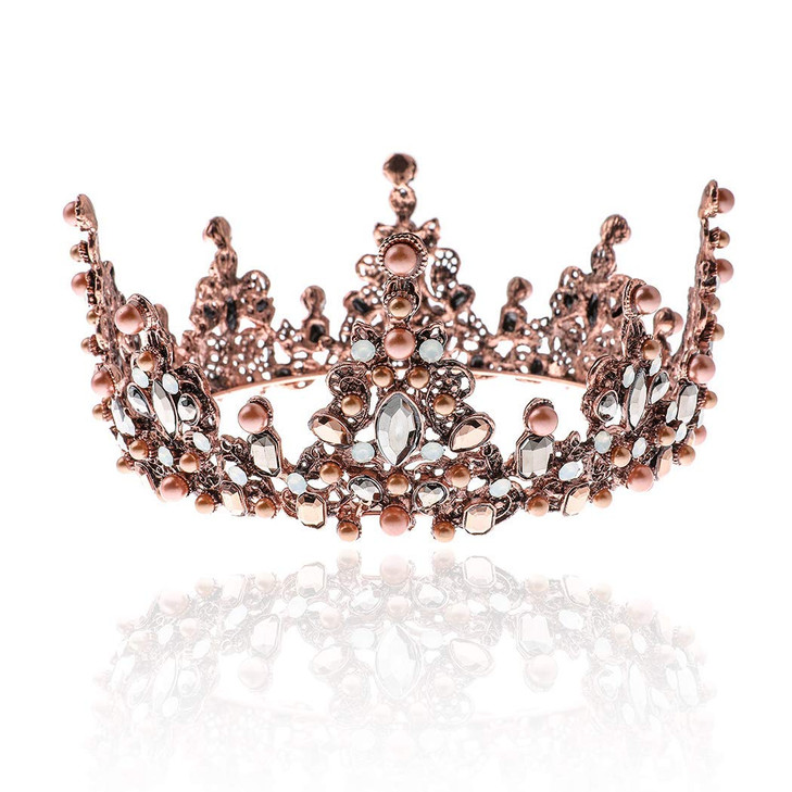 Leiothrix Bride Wedding Flower Crowns and Tiaras Baroque Bridal Pearl Hair Accessories Gold Vintage Decorative Prom Hair
