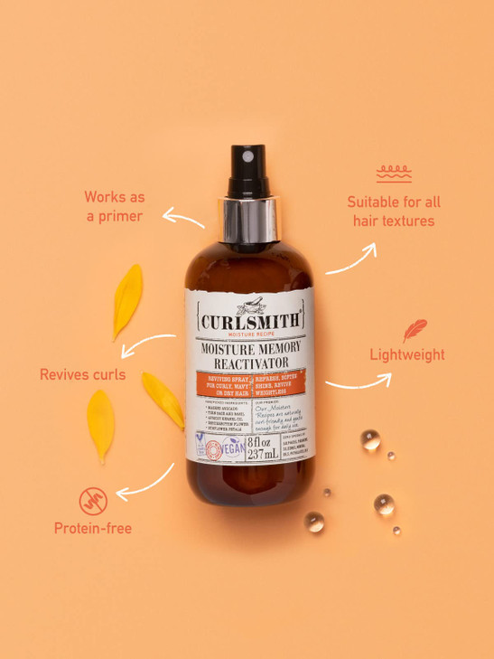 CURLSMITH Moisture Memory Reactivator Vegan Refresher Leave In Conditioner for Wavy Curly and Coily Hair 8oz