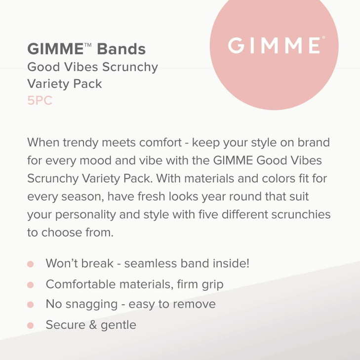 Gimme Beauty Hair Scrunchies Variety Pack Denim Corduroy Faux Leather Blush and Velvet Scrunchies Gentle All Day Hold Ha