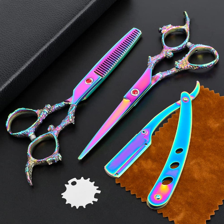Professional Black Hair Cutting Scissors Sets Stainless Steel Barber Hairdressing Scissors Salon Multifunctional Thinnin