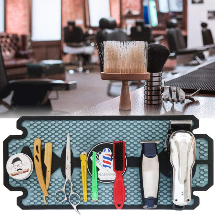 Uxsiya Silicone Barber Work Station Mat Flexible PU Barber Work Pad Hairdresser Countertop Mat for Hairdressing ToolsBla