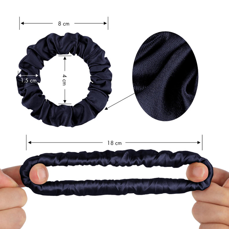LILYSILK 9 Pack 100 Real Mulberry Silk Scrunchies Black for Women Mini Colorful Hair Bow Ties Girls Unique Bobble Elasti