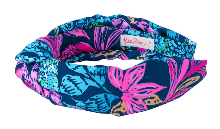 Lilly Pulitzer Blue Top Knot Headband for Women Colorful Knotted Headband Cute Hair Accessories for Women Girls Calypso