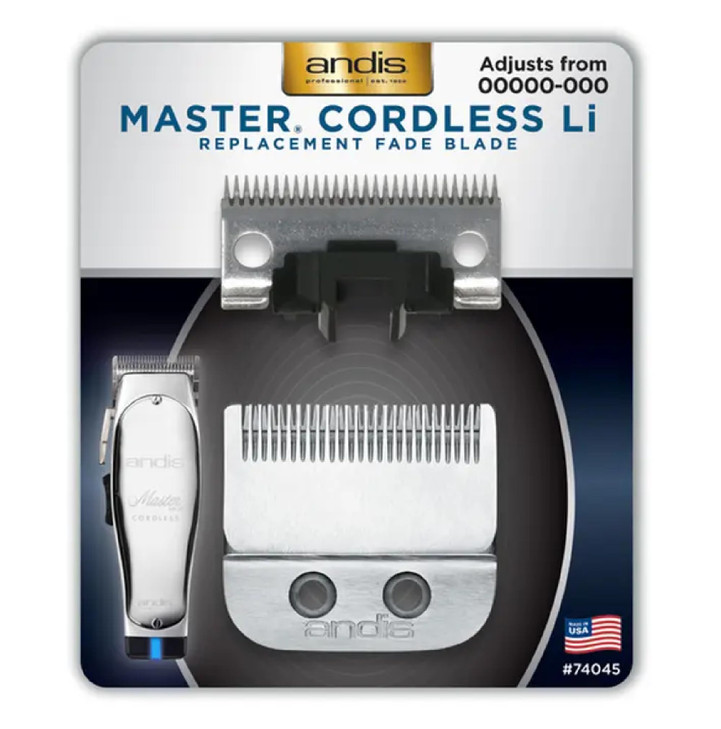 Andis Master Cordless Li Replacement Fade Blade Carbon Steel Size 00000000 1 count silver