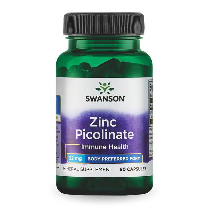 Swanson Zinc Picolinate - Mineral Supplement Promoting Prostate Health, Vision Health, & Immune Support - Body Preferred Form of Chelated Zinc - (60
