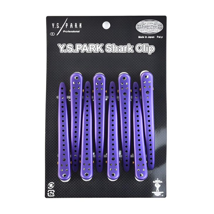 YS Park Shark Clips Purple Metal 8pcs
