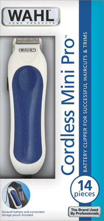 Wahl 93071101 Cordless Mini Pro 14 Piece Touchup and Trim Haircutting Kit Whiteblue
