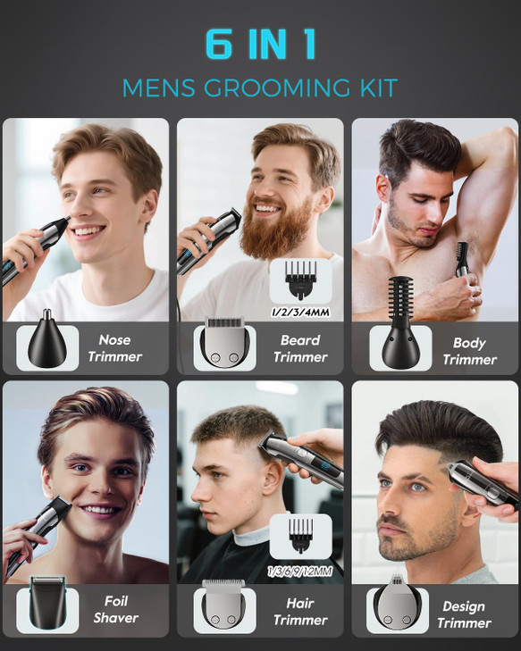 Brightup Beard Trimmer for Men Electric Razor Shaver Cordless Hair Clippers Trimmers Set IPX7 Waterproof Mens Grooming K