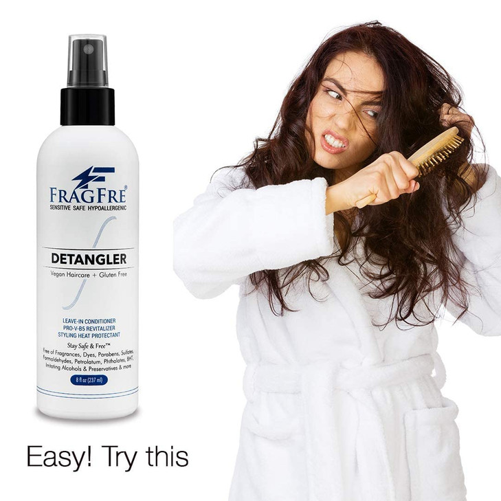 FRAGFRE Detangler 8 oz 2Pack Gift Set Fragrance Free Hypoallergenic Parabens Free Hair Detangler Leavein Conditioner for