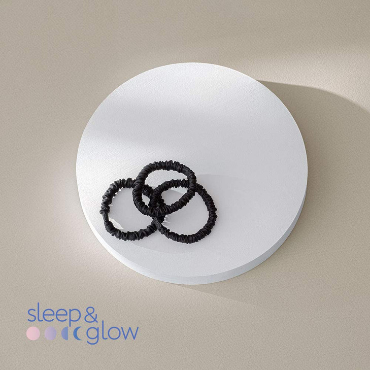 SleepGlow Skinny Silk Hair Scrunchies Healthy and Shiny Hair 100 Natural 22mm Grade 6A Mulberry Silk