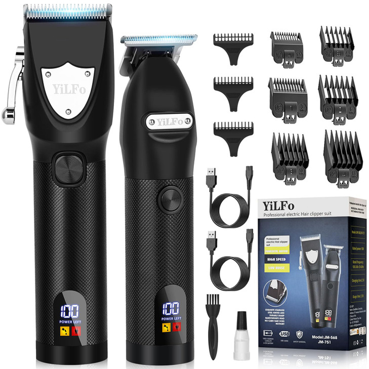 YiLFo Hair Clippers for Men Professional Barber Clippers LED Display Trimmer T Liners Edgers Shaving Kit