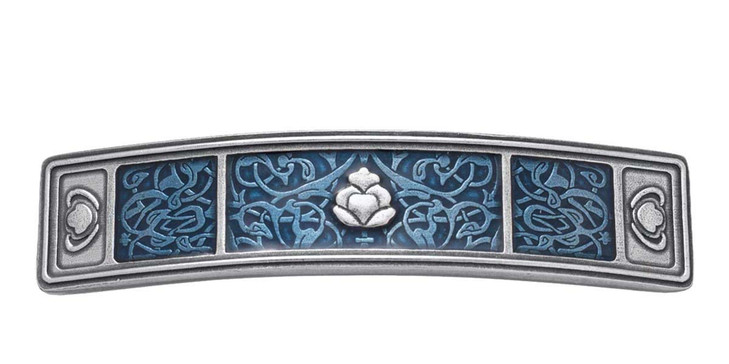 Danforth Tapestry Metal Hair Barrette Blue Handcrafted Pewter Hair Barrettes For Women 3 Wide Made In USA