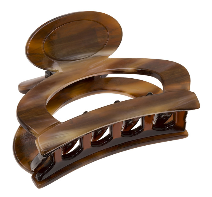 France Luxe Oval Cutout Claw Clip Classic Caramel Horn