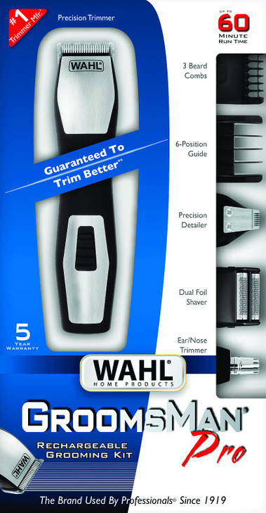 Wahl 9855300 Groomsman Pro Allinone Rechargeable Grooming Kit BlackSilver