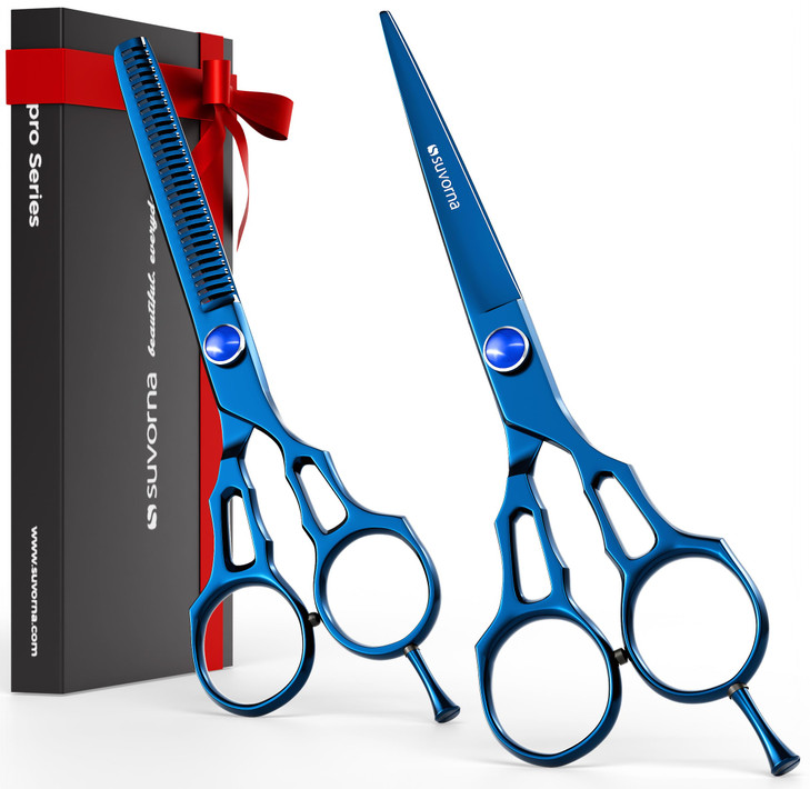Suvorna Professional Hair Scissors with Thinning Shears 2 Pcs Hair Shears J2 Japanese Stainless Steel Hair Cutting Sciss