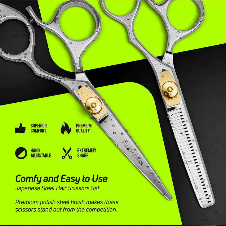 Suvorna Hair Cutting Scissors and Thinning Shears Set Professional Hair Scissors Set Barber Scissors and Accessories Mad